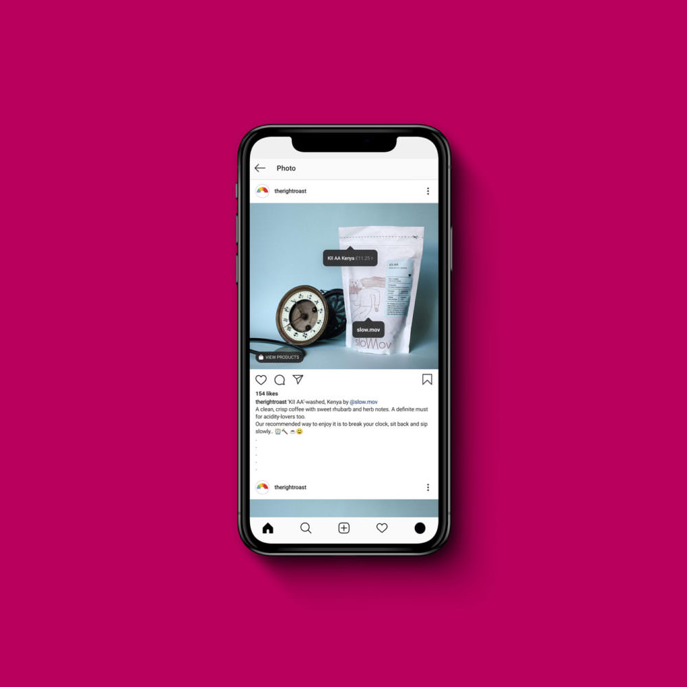 iPhone X using Instagram's Shopping feature