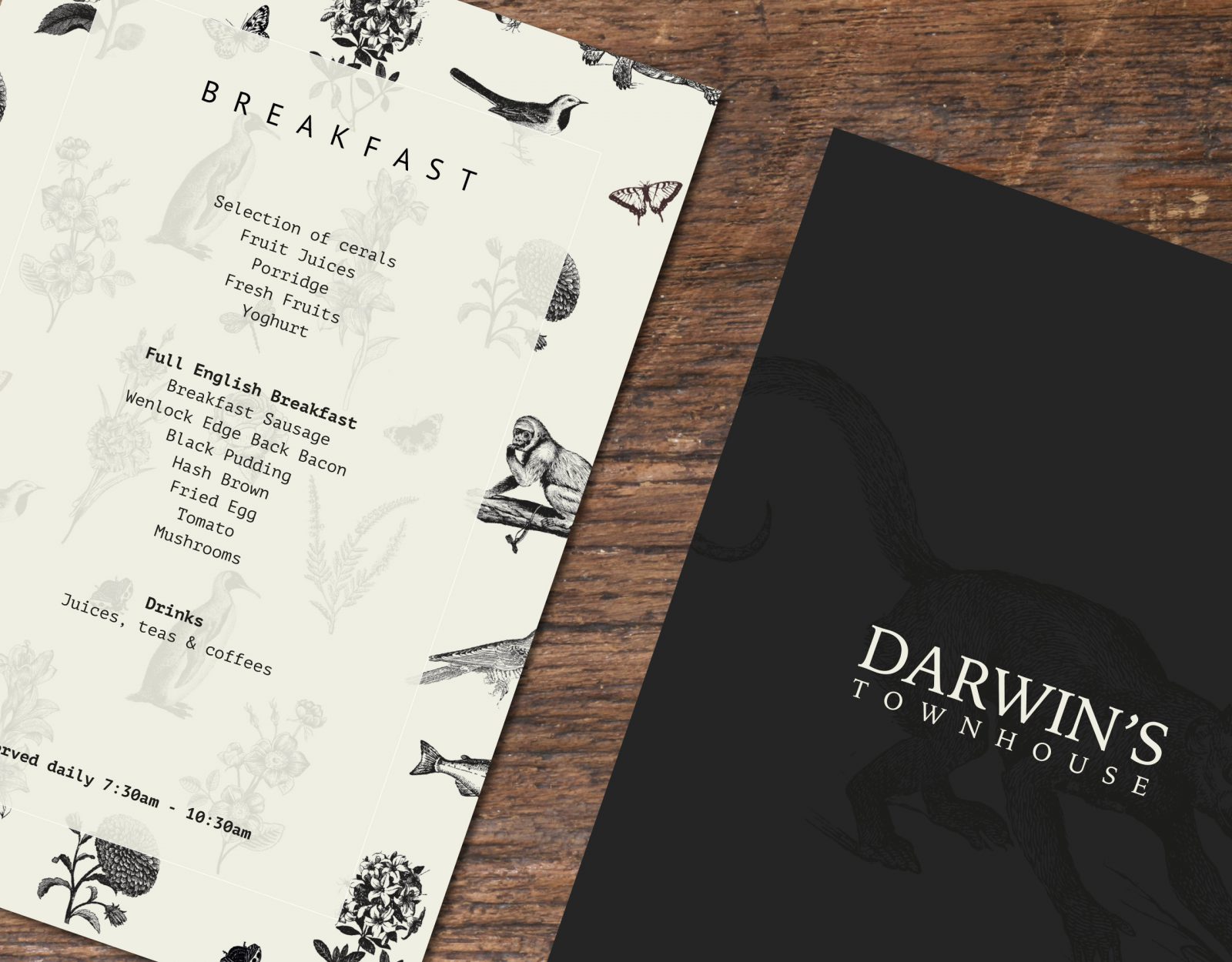 Darwin's Townhouse menu