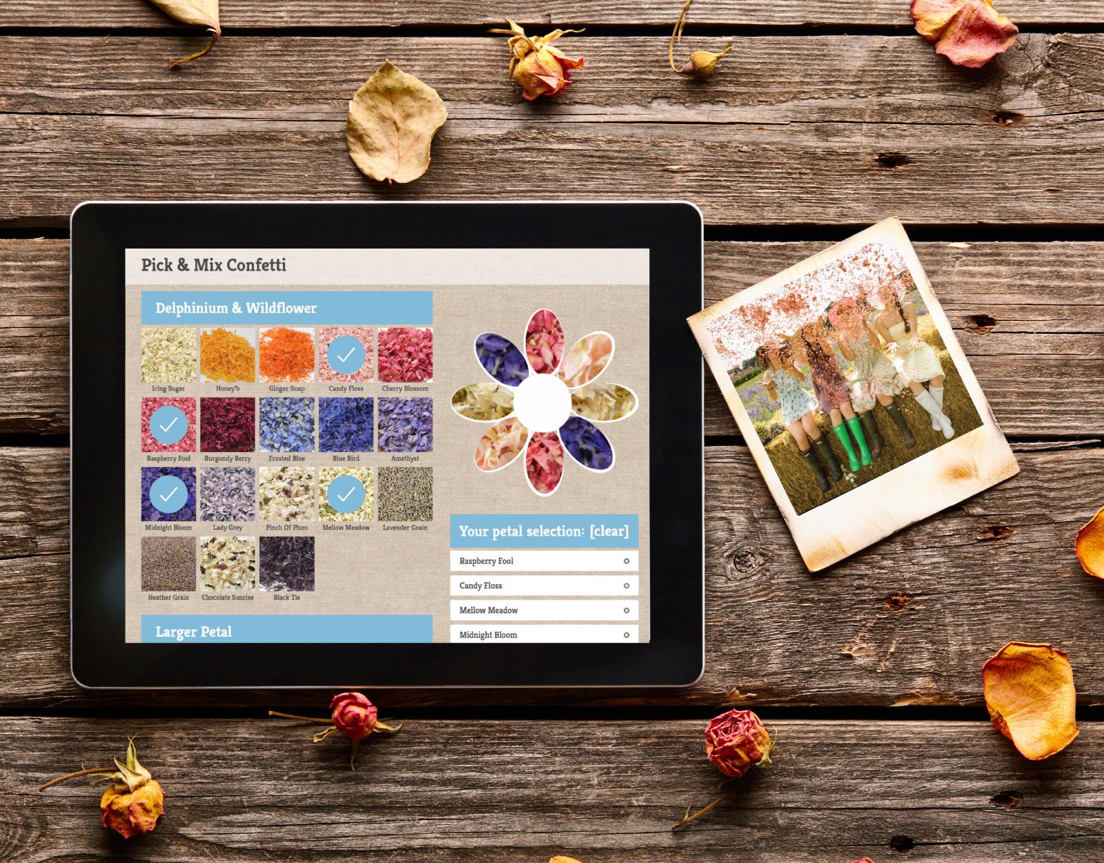 Shropshire Petals bespoke petal picker website