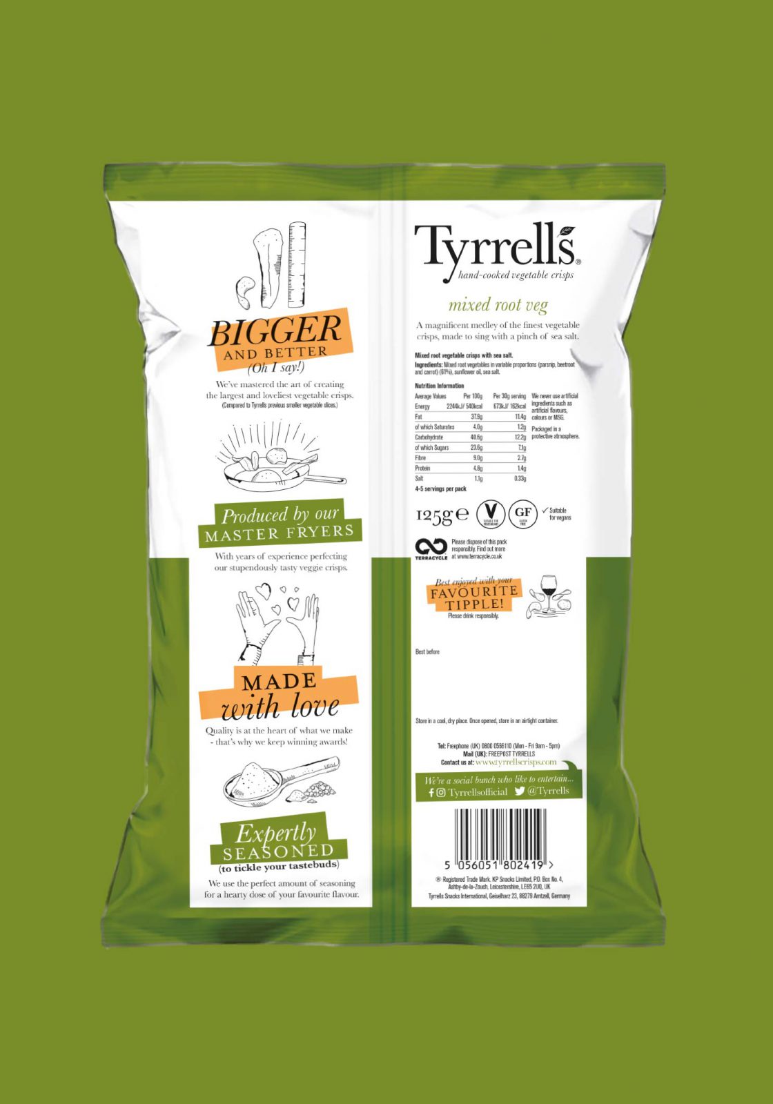 Tyrrells Veg Crisps Back